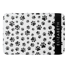 Paw Pattern, Dog Paws, Black and White, Jouw naam Badmat