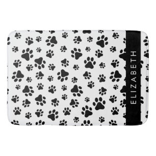 Paw Pattern, Dog Paws, Black and White, Jouw naam Badmat