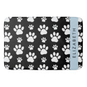 Paw Pattern, Dog Paws, Black and White, Jouw naam Badmat (Voorkant)