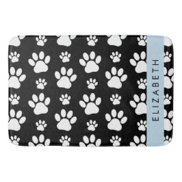 Paw Pattern, Dog Paws, Black and White, Jouw naam Badmat