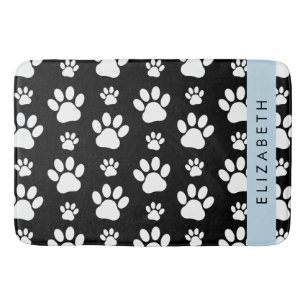 Paw Pattern, Dog Paws, Black and White, Jouw naam Badmat