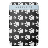 Paw Pattern, Dog Paws, Black and White, Jouw naam Badmat (Voorkant Verticaal)
