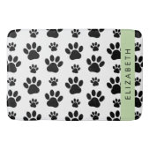 Paw Pattern, Dog Paws, Black and White, Jouw naam Badmat (Voorkant)