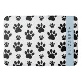 Paw Pattern, Dog Paws, Black and White, Jouw naam Badmat (Voorkant)