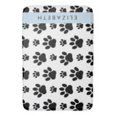 Paw Pattern, Dog Paws, Black and White, Jouw naam Badmat (Voorkant Verticaal)