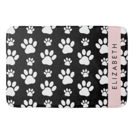 Paw Pattern, Dog Paws, Black and White, Jouw naam Badmat