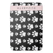 Paw Pattern, Dog Paws, Black and White, Jouw naam Badmat (Voorkant Verticaal)