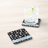 Paw Pattern, Dog Paws, Black and White, Jouw naam Bier Onderzetter (Rechterzijde)