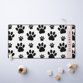 Paw Pattern, Dog Paws, Black and White, Jouw naam Bureaumat