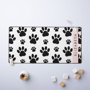 Paw Pattern, Dog Paws, Black and White, Jouw naam Bureaumat