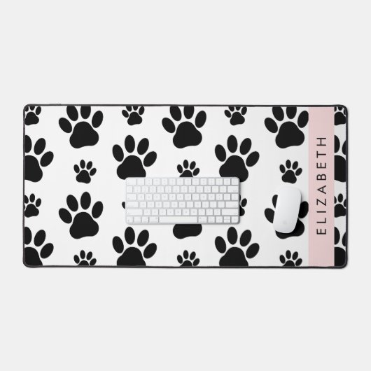 Paw Pattern, Dog Paws, Black and White, Jouw naam Bureaumat (Keyboard & Muis)