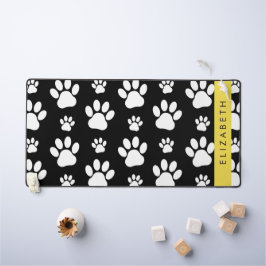 Paw Pattern, Dog Paws, Black and White, Jouw naam Bureaumat