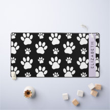 Paw Pattern, Dog Paws, Black and White, Jouw naam