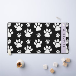 Paw Pattern, Dog Paws, Black and White, Jouw naam Bureaumat