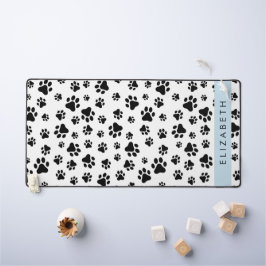 Paw Pattern, Dog Paws, Black and White, Jouw naam Bureaumat