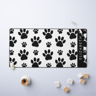 Paw Pattern, Dog Paws, Black and White, Jouw naam Bureaumat