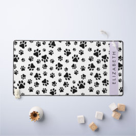 Paw Pattern, Dog Paws, Black and White, Jouw naam Bureaumat