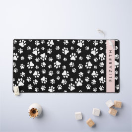 Paw Pattern, Dog Paws, Black and White, Jouw naam Bureaumat