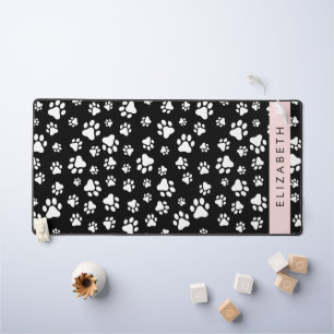 Paw Pattern, Dog Paws, Black and White, Jouw naam Bureaumat