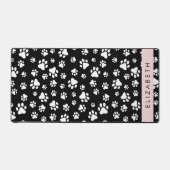 Paw Pattern, Dog Paws, Black and White, Jouw naam Bureaumat (Voorkant)