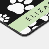 Paw Pattern, Dog Paws, Black and White, Jouw naam Bureaumat (Hoek)