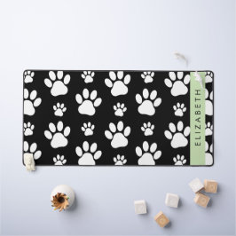 Paw Pattern, Dog Paws, Black and White, Jouw naam Bureaumat