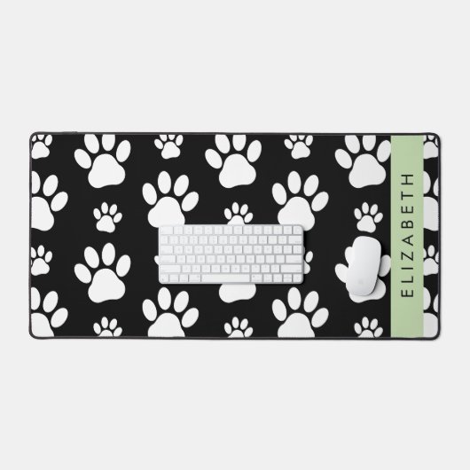 Paw Pattern, Dog Paws, Black and White, Jouw naam Bureaumat (Keyboard & Muis)