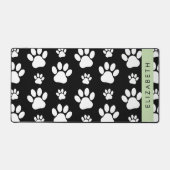 Paw Pattern, Dog Paws, Black and White, Jouw naam Bureaumat (Voorkant)