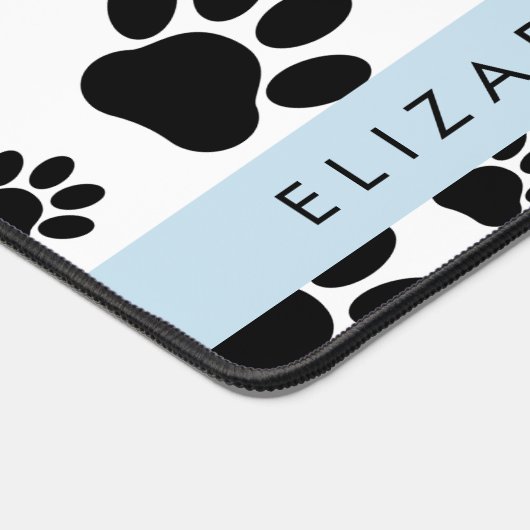 Paw Pattern, Dog Paws, Black and White, Jouw naam Bureaumat (Hoek)
