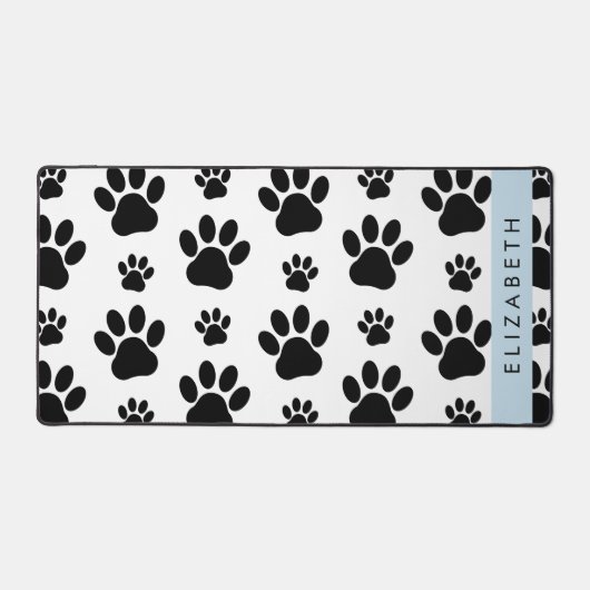 Paw Pattern, Dog Paws, Black and White, Jouw naam Bureaumat (Voorkant)
