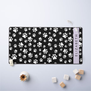 Paw Pattern, Dog Paws, Black and White, Jouw naam Bureaumat