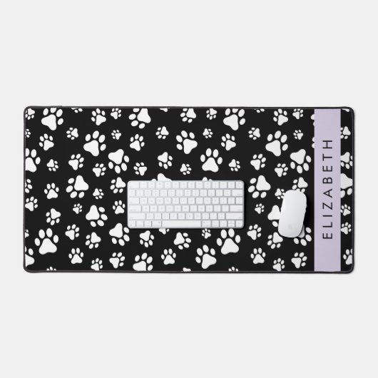 Paw Pattern, Dog Paws, Black and White, Jouw naam Bureaumat (Keyboard & Muis)