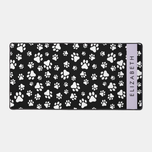 Paw Pattern, Dog Paws, Black and White, Jouw naam Bureaumat (Voorkant)