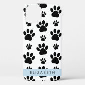Paw Pattern, Dog Paws, Black and White, Jouw naam Case-Mate iPhone Case (Achterkant)