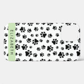 Paw Pattern, Dog Paws, Black and White, Jouw naam Case-Mate iPhone Case (Achterkant (horizontaal))