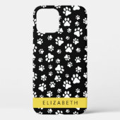 Paw Pattern, Dog Paws, Black and White, Jouw naam Case-Mate iPhone Case (Achterkant)