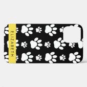 Paw Pattern, Dog Paws, Black and White, Jouw naam Case-Mate iPhone Case (Achterkant (horizontaal))