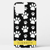Paw Pattern, Dog Paws, Black and White, Jouw naam Case-Mate iPhone Case (Achterkant)