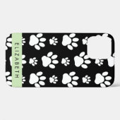 Paw Pattern, Dog Paws, Black and White, Jouw naam Case-Mate iPhone Case (Achterkant (horizontaal))