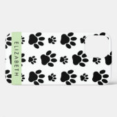 Paw Pattern, Dog Paws, Black and White, Jouw naam Case-Mate iPhone Case (Achterkant (horizontaal))