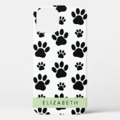 Paw Pattern, Dog Paws, Black and White, Jouw naam Case-Mate iPhone Case (Achterkant)