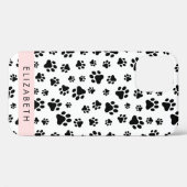 Paw Pattern, Dog Paws, Black and White, Jouw naam Case-Mate iPhone Case (Achterkant (horizontaal))