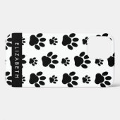 Paw Pattern, Dog Paws, Black and White, Jouw naam Case-Mate iPhone Case (Achterkant (horizontaal))