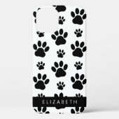 Paw Pattern, Dog Paws, Black and White, Jouw naam Case-Mate iPhone Case (Achterkant)