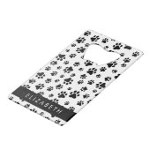 Paw Pattern, Dog Paws, Black and White, Jouw naam Creditkaart Flessenopener (Voorkant Gekanteld)