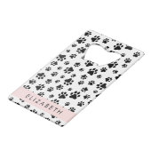 Paw Pattern, Dog Paws, Black and White, Jouw naam Creditkaart Flessenopener (Achterkant Gekanteld)
