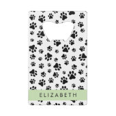 Paw Pattern, Dog Paws, Black and White, Jouw naam Creditkaart Flessenopener (Voorkant)