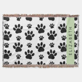 Paw Pattern, Dog Paws, Black and White, Jouw naam Deken (Voorkant)