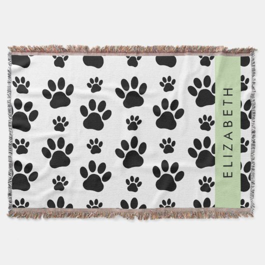 Paw Pattern, Dog Paws, Black and White, Jouw naam Deken (Voorkant)