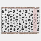 Paw Pattern, Dog Paws, Black and White, Jouw naam Deken (Voorkant)